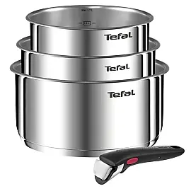 Набір посуду Tefal Ingenio Emotion 4 предмети, нержавіюча сталь, змінна ручка, 16 см (1.7 л), 18 см (2.2 л), 20 см (2.7 л)