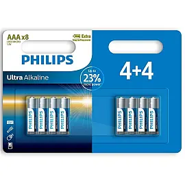 Батарейка Philips Ultra Alkaline щелочная AAA блистер, 8 шт
