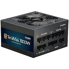 Блок питания Zalman TERAMAX (1000W) >90%, 80+ Gold, 120mm, 1xMB 24pin(20+4)+10pin, 2xCPU 8pin(4+4), 3xMolex, 12xSATA, 6xPCIe 8pin(6+2), Full