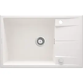 Мийка кухонна Deante Eridan, граніт, прямокут., з крилом, 780х500х210мм, чаша - 1, накладна, алебастр