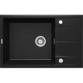 Мийка кухонна Deante Eridan, граніт, прямокут., з крилом, 780х500х210мм, чаша - 1, накладна, чорний