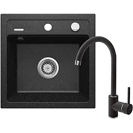 Набір для кухні Deante Zorba, гранітна мийка ZQZ_2103 + змішувач BEN_262M, графіт-хром