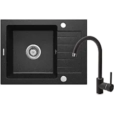 Набір для кухні Deante Zorba, гранітна мийка ZQZ_211A + змішувач BEN_262M, графіт-хром