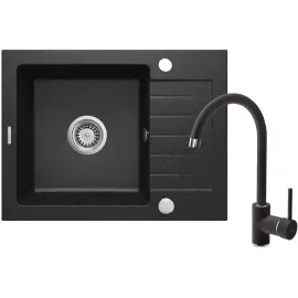 Набір для кухні Deante Zorba, гранітна мийка ZQZ_211A + змішувач BEN_262M, графіт-хром