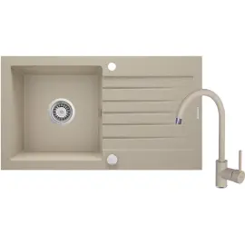 Набір для кухні Deante Zorba, гранітна мийка ZQZ_7113 + змішувач BEN_762M, пісок