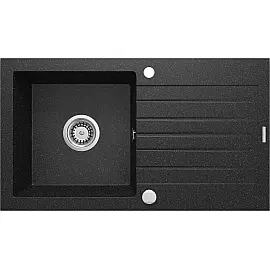 Мийка кухонна Deante Zorba, граніт, прямокут., з крилом, 760х440х160мм, чаша - 1, накладна, графіт