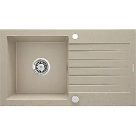 Мийка кухонна Deante Zorba, граніт, прямокут., з крилом, 760х440х160мм, чаша - 1, накладна, пісок