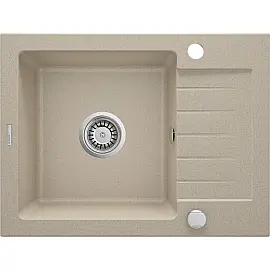 Мийка кухонна Deante Zorba, граніт, прямокут., з крилом, 580х440х164мм, чаша - 1, накладна, пісок