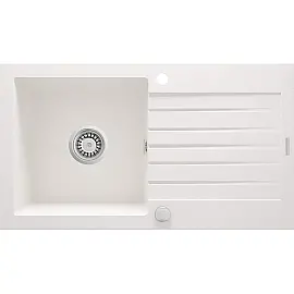 Мийка кухонна Deante Zorba, граніт, прямокут., з крилом, 760х440х160мм, чаша - 1, накладна, алебастр