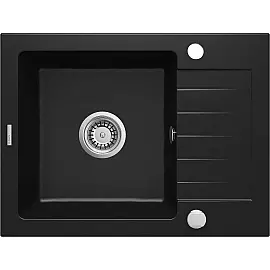 Мийка кухонна Deante Zorba, граніт, прямокут., з крилом, 580х440х164мм, чаша - 1, накладна, чорний