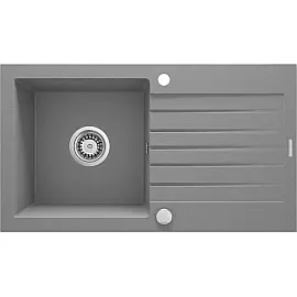Мийка кухонна Deante Zorba, граніт, прямокут., з крилом, 760х440х160мм, чаша - 1, накладна, металевий сірий