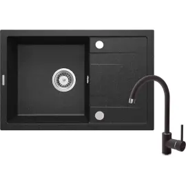 Набір для кухні Deante Corio, гранітна мийка ZRC_2113 + змішувач BEN_262M, графіт