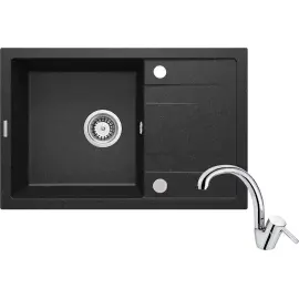 Набір для кухні Deante Corio, гранітна мийка ZRC_2113 + змішувач BCA_066M графіт-хром
