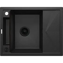 Мийка кухонна Deante Magnetic, граніт, прямокут., з крилом, 640х500х219мм, чаша - 1, врізна, металічний графіт