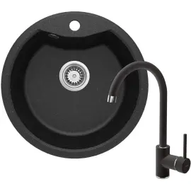 Набір для кухні Deante Solis, гранітна мийка ZRS_2803 + змішувач BEN_262M, графіт-хром