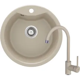 Набір для кухні Deante Solis, гранітна мийка ZRS_7803 + змішувач BEN_762M, пісок