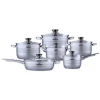 Комплект посуду Bohmann BH 1512 MRB каструлі ковшик та сковорода 12 предметів
