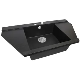 Мойка кухонная гранитная Perfelli MAJESTIC TGM 1251-96 BLACK METALLIC