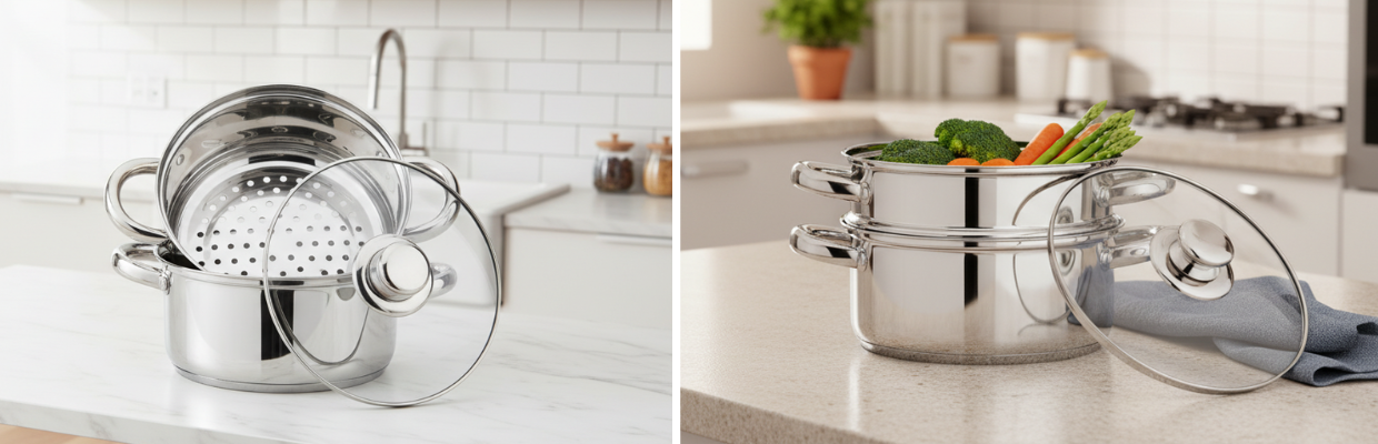 Пароварка Bohmann BH 3212 виконана з нержавіючої сталі